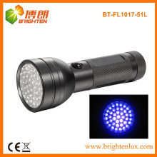 Preço de fábrica 360nm a 400nm 51 LED Alumínio Ultravioleta Luz UV Lanterna UV E tocha UV handheld